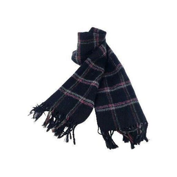 Pierre Cardin Fine Muffler Cashmillion Scarves Gray Plaid Scarf 100% Acrylic - Picture 1 of 7